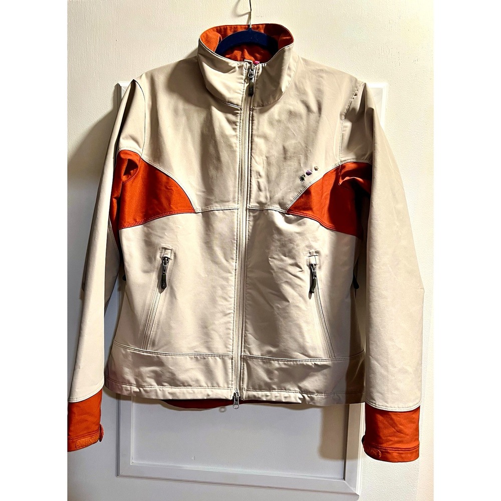 Ibex Climbawool Cirrus Women Large Beige Orange Colorblock Softshell Jacket